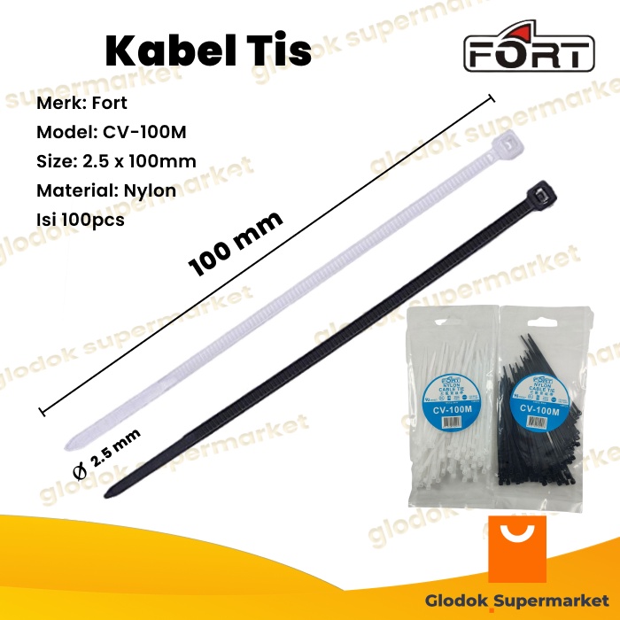 Kabel Ties Fort CV100M Nylon Cable Tie 2.5 x 100mm Tis 100pcs