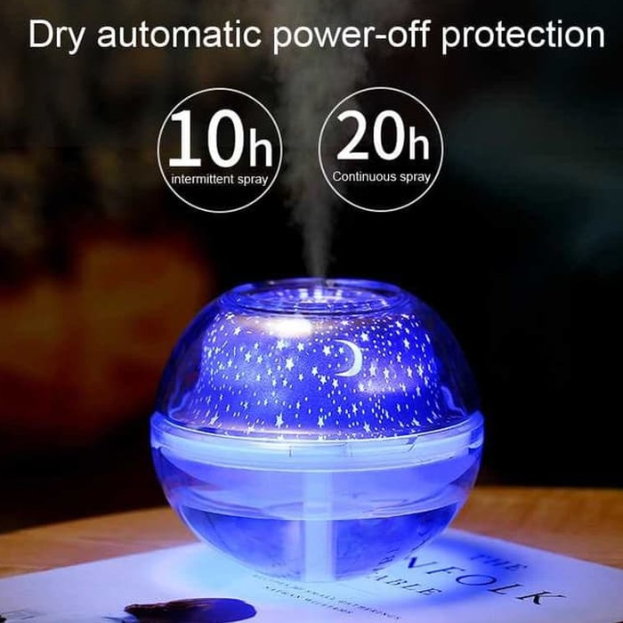 Air Humidifier ultrasonic Led proyektor/difuser/Oil Aromatherapy 500ml