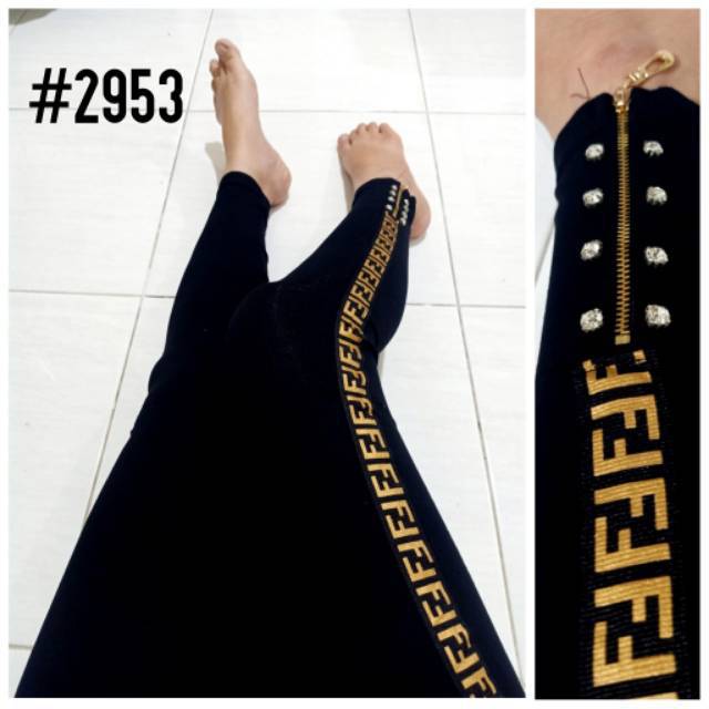 LEGGING ZIPPER FF COKLAT IMPORT / LEGGING IMPORT MURAH / LEGGING SLETING