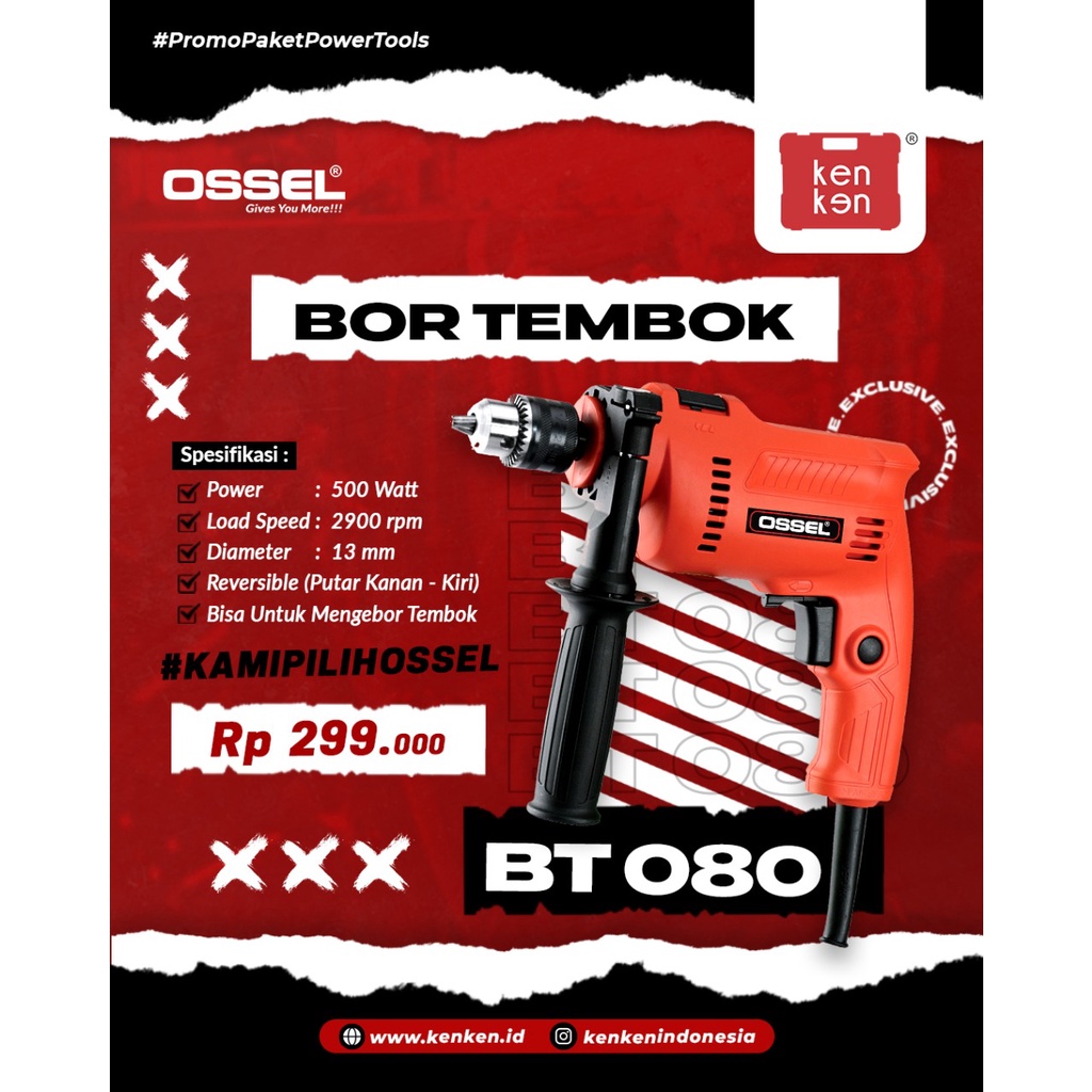 BOR TEMBOK OSSEL BT080 BOR LISTRIK BT080 OSSEL