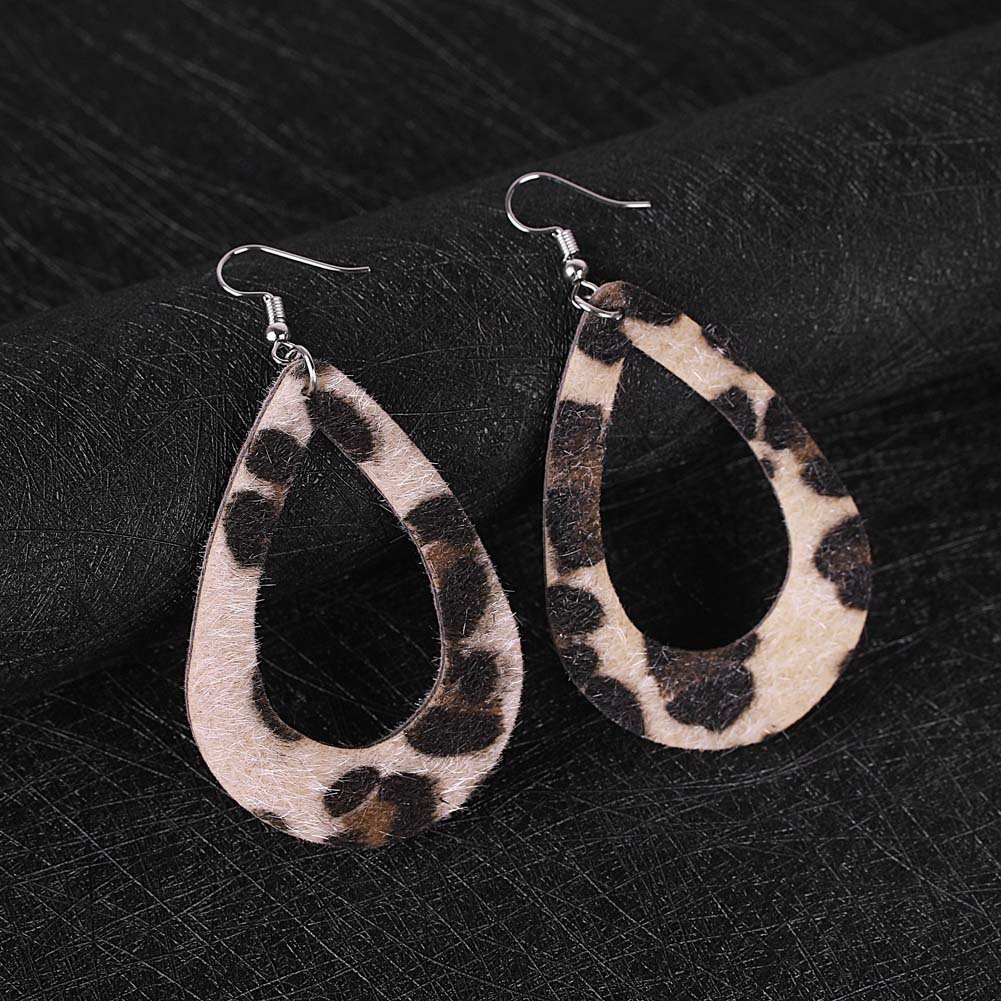 Hu Hu Hu Hu Hu Alat Bantu Pasang Kacamata♡ Anting Kait Gantung Wanita Bahan Kulit Imitasi Desain Print Leopardpolkadot Hollow Untuk Hadiah