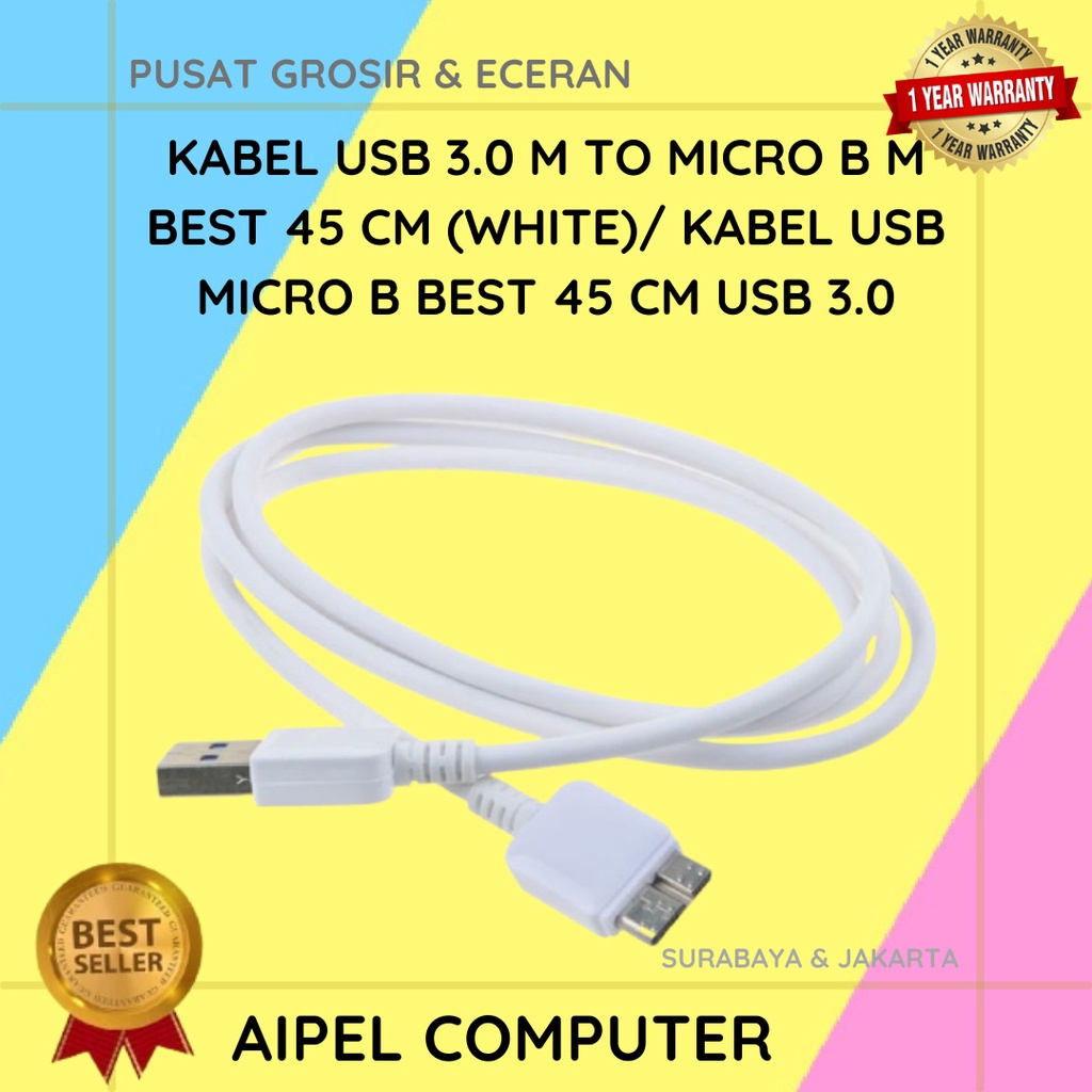 BB45 | KABEL USB 3.0 MALE TO MICRO B MALE BEST 45 CM (WHITE) / KABEL USB MICRO B BEST 45 CM USB 3.0