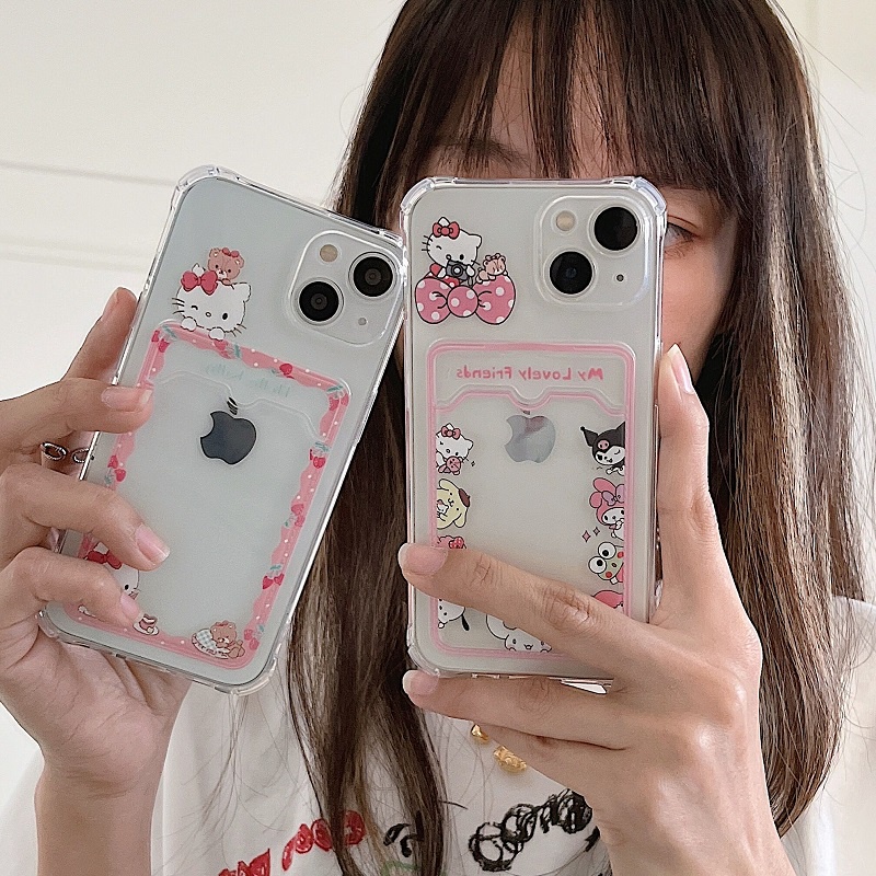 Soft Case Transparan Desain hello Kitty Untuk iPhone 12 13 Pro Max 11 X XR XSMAX