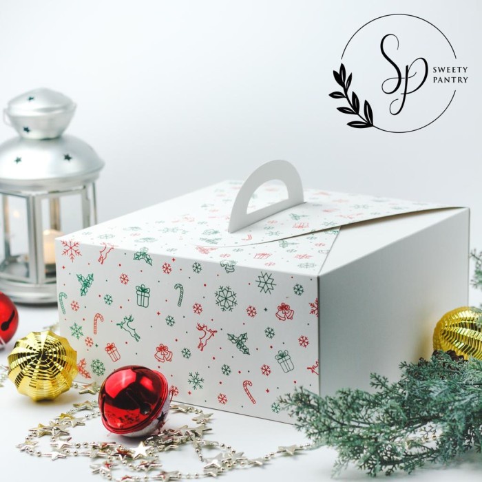 

42512 W Natal - Dus Kue /Box Kue /Packaging Cake 25X25X12 White Natal 019