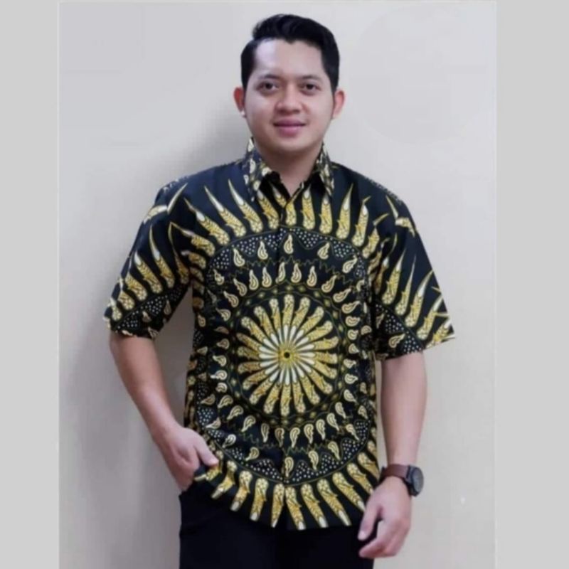 Kemeja Batik Pria Lengan Panjang  Hem Pendek Murah Baju Atasan Cowok Modern Terbaru Formal Casual La