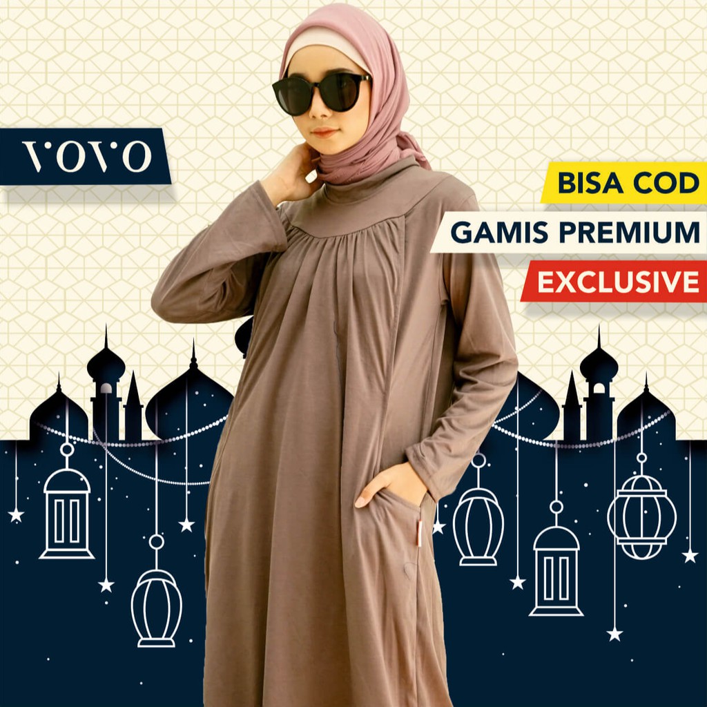 DRESS KAOS VOVO NUGAT - Gamis Syari Outfit Wanita Remaja Kekinian Kondangan Terbaru Premium