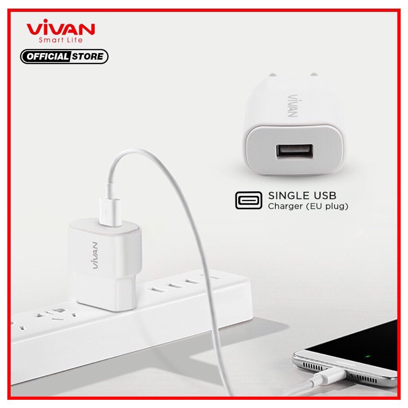 Charger Casan VIVAN Original Fast USB Charging Power Oval 2.0 - Garansi Resmi 1 Tahun