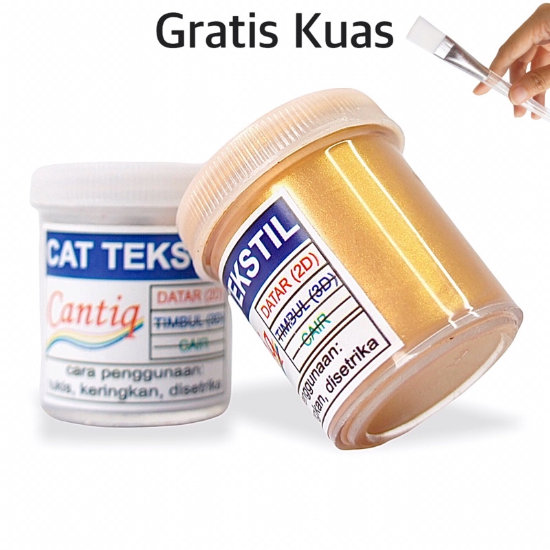 

Cat Tekstil Cantiq Gold & Silver (10ml) Premium Awet Tidak Luntur Waterproof Permanen memberi kesan mewah & elegan waterbase untuk semua jenis kain Sutra Satin Brokat Suede Ceruty Sifon Kanvas Katun Organdi Emas Perak by Ganzel Store