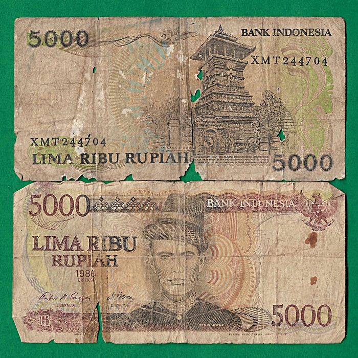 UK225 UANG KUNO ASLI INDONESIA 5000 RUPIAH TEUKU UMAR TAHUN 1986 KOLEKSI UANG LAMA MAHAR NIKAH