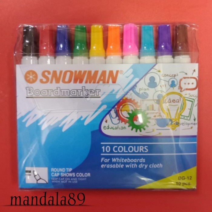 

Produk Spidol Whiteboard @10 Warna Merk Snowman Bergaransi