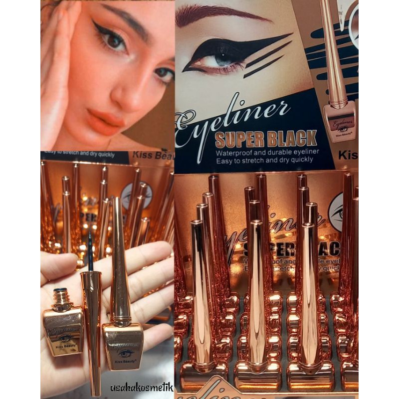 PROMO BESAR EYELINER SUPER BLACK WATERPROOF KISS BEAUTY NO.57381-03