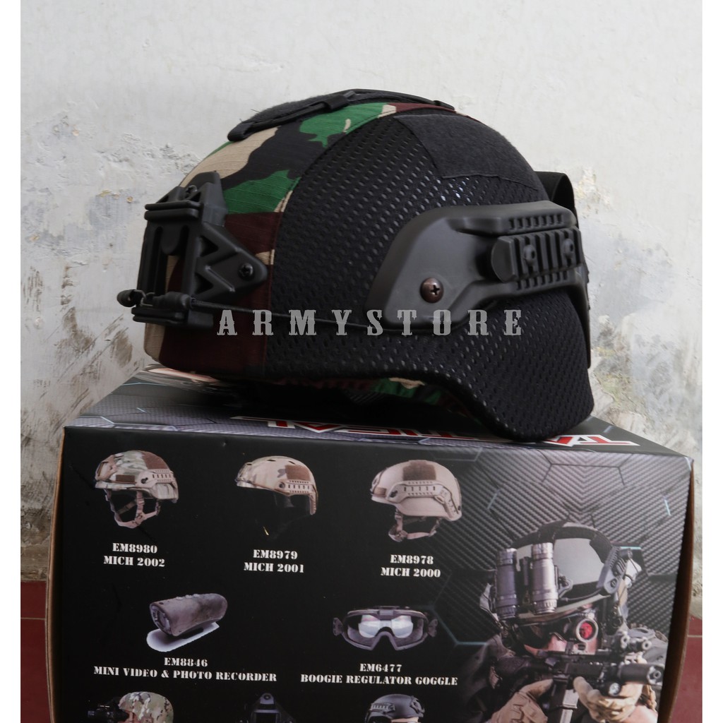 helm tactical mich 2000 full cover hijau loreng