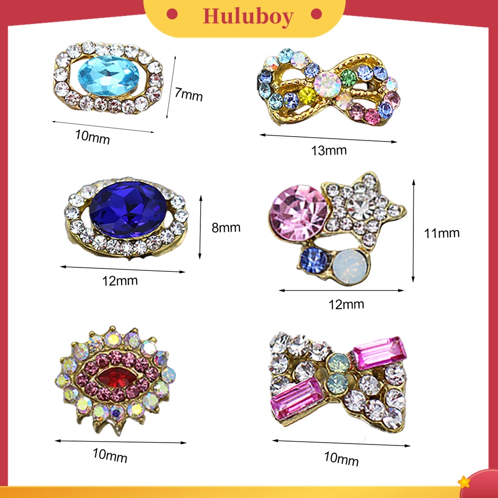 Huluboy Huluboy♡ 10pcs Stiker Kuku Bahan Alloy Aksen Berlian Imitasi Untuk Dekorasi Nail Art