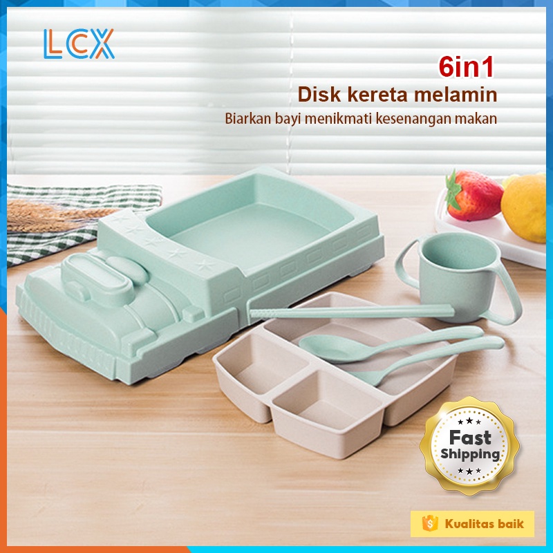 LCX 6 Pcs Piring Anak Bentuk Mobil Unik Piring Anak Wheat Kereta Plate / Piring Anak VS-70