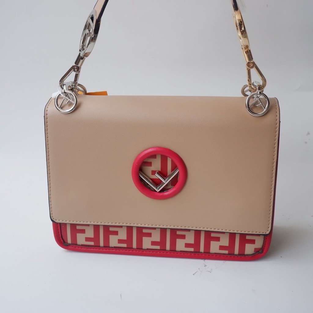 KAN I Flap fendi slingbag import Large / Tas selempang Wanita PU embos Logo Premium