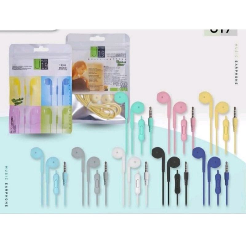 Headsfree headset earphone U19 macaron