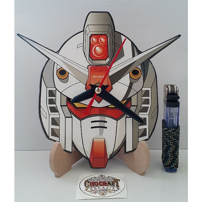 jam meja kayu mdf gundam robot jepang anime anak laki perempuan