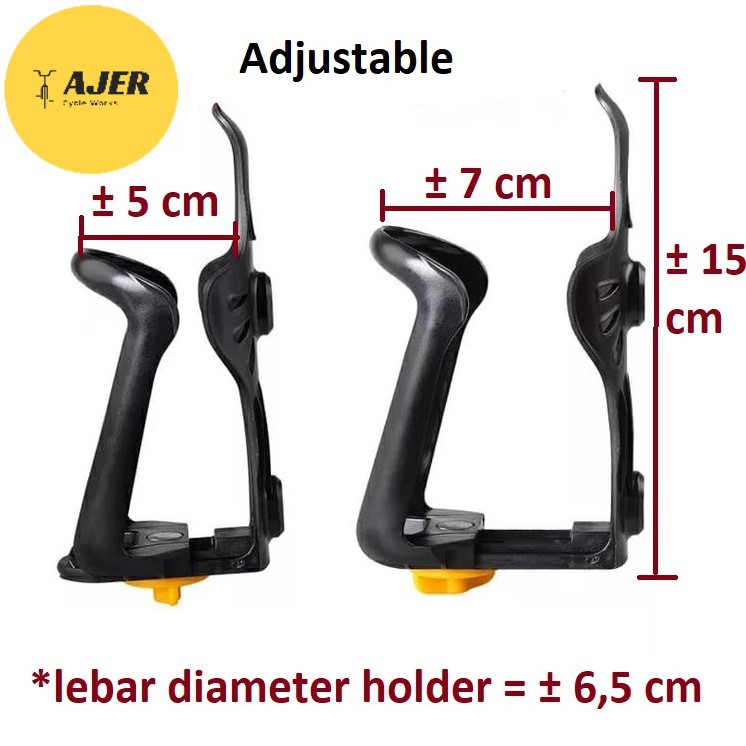 Tempat / Holder botol air minum Sepeda ADJUSTABLE BONUS Baut - Plastik Bottle Cage bicycle rak