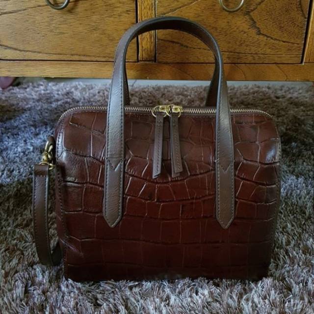 Tas Fossil ori. Sydney Satchel. Brown Croco.