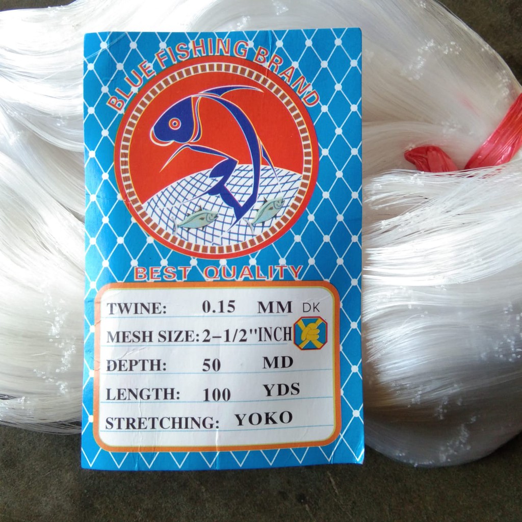 JARING IKAN 2-1/2 INCH SENAR 0.15 Mm 50X100 - YOKO ( MATA BERDIRI/ MUJUR / VERTIKAL )