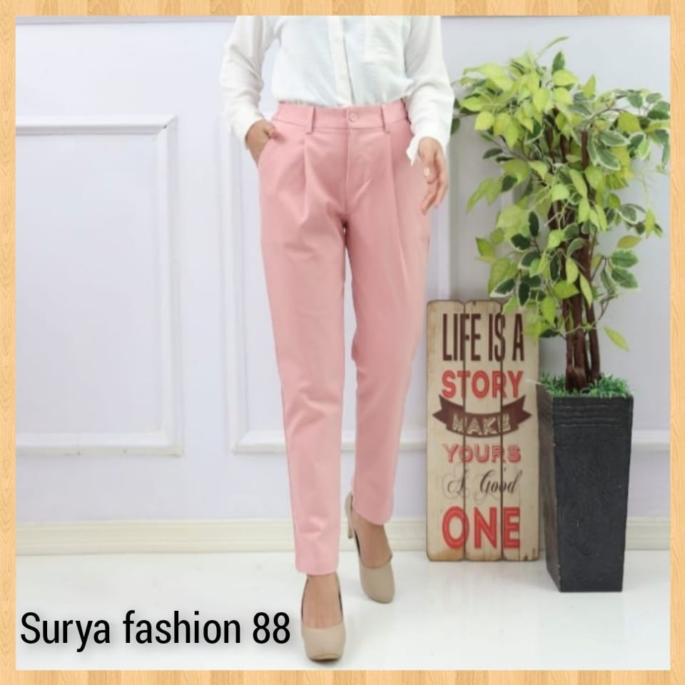 Celana Panjang Terbaru Wanita Bahan Katun Fauzira Zara Impor Kekinian Murah