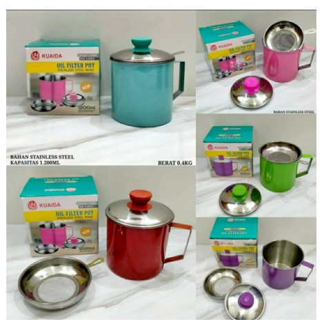 TEMPAT SARINGAN MINYAK OIL POT 1200 ML STAINLESS