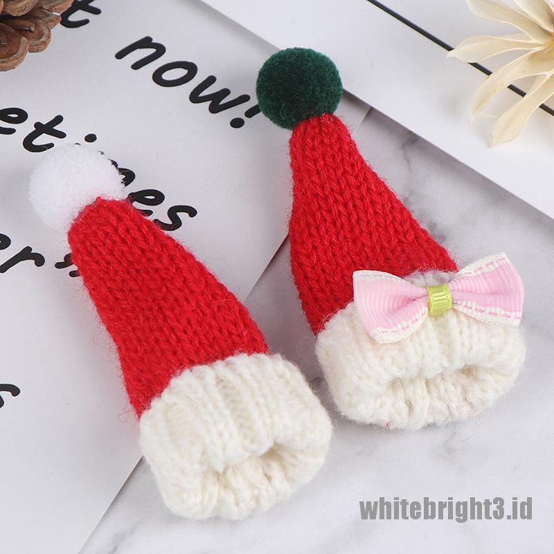 (white3) Miniatur Topi Natal + Syal Skala 1: 6 1: 12 Untuk Aksesoris Rumah Boneka