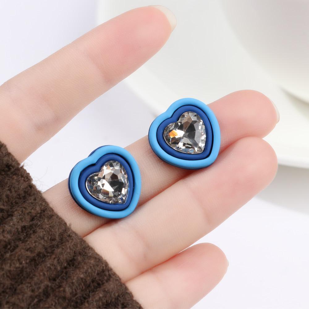 Anting Bunga Musim Semi Nanas Mode Hijau Putih Biru Segitiga Jantung Telinga Studs