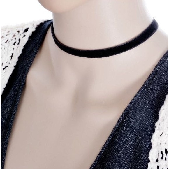 Kalung Choker Leher Fashion Wanita Hitam Basic