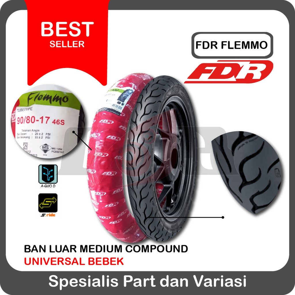 FDR 90/80-17 Flemmo Pro Tubetype atau Tubeless Ban Motor Bebek Ring 17