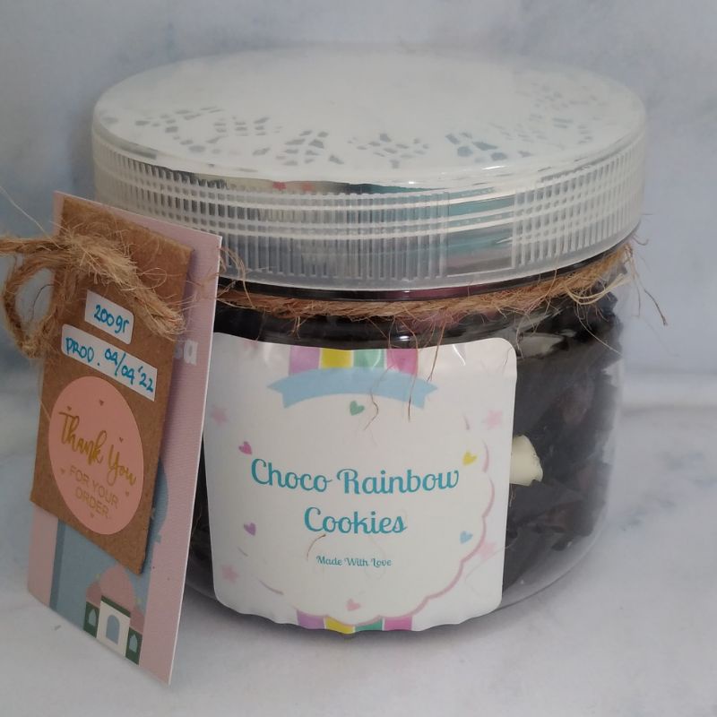 

Choco Rainbow Cookies 200gr / Chocolate Cookies / Biskuit Cokelat Jar / Biskuit Krim Vanilla Lapis Cokelat