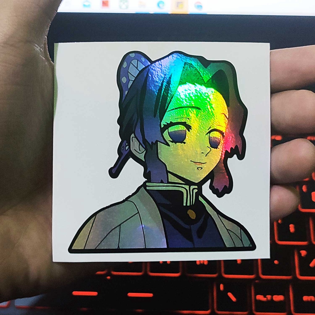 STICKER STIKER HOLOGRAM ANIME -KIMETSU NO YAIBA SHINOBU KOCHO - STIKER LAPTOP