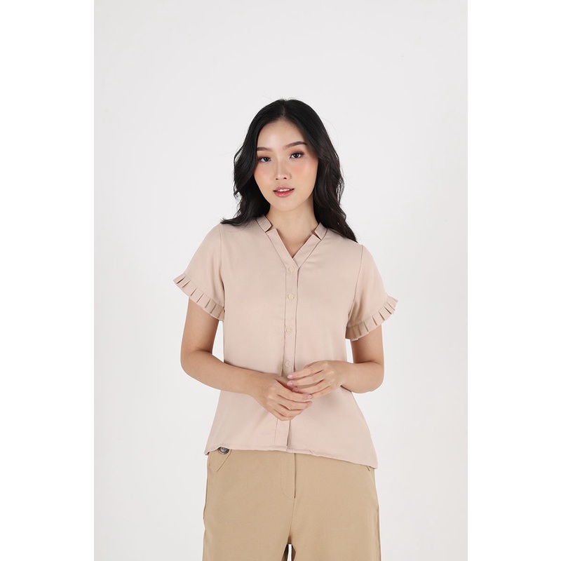 Sorabel - Dixasa Plain Pleats Blouse / Kemeja Wanita Lengan Pendek-1