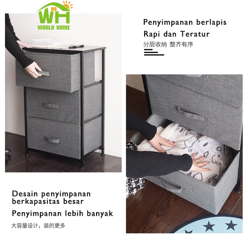 Lemari Linen Portable 2 susun 5 Laci Lemari TV Serbaguna Lemari Linen Minimalis Premium GZ-7 Worldhome66