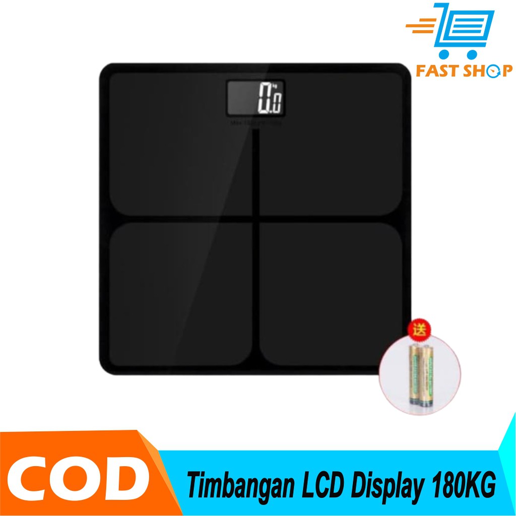 Timbangan Badan Elektronik LCD Display 180KG - Hitam