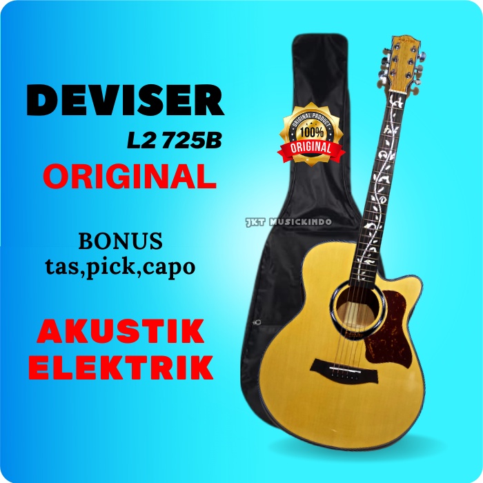 Gitar akustik Elektrik Deviser L2 725B Original coklat Import