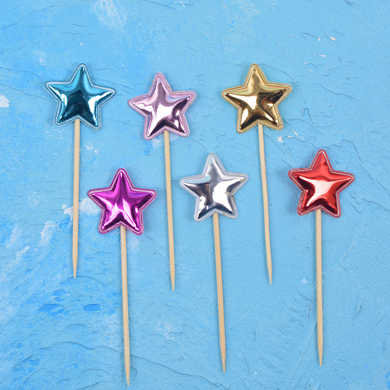 5pcs / Set Hiasan Topper Kue Dengan Bentuk Mahkota / Bintang / Hati Untuk Pesta