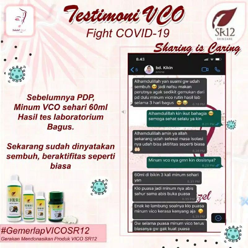 IMUN BOOSTER !! VCO MINYAK KELAPA MURNI SR12 BPOM / CEGAH VIRUS CORONA / MENEKAN PERTUMBUHAN BAKTERI