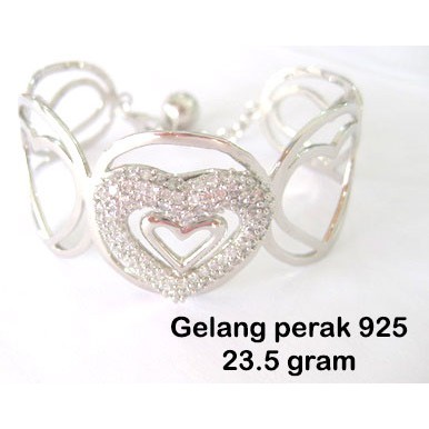 Gelang Perak 925 dilapisi emas putih rhodium dengan berat 23,5 gram.