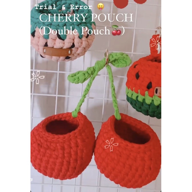 Cherry Pouch Sugar Glider, Crochet Pouch Sugar Glider by Jesugarglider