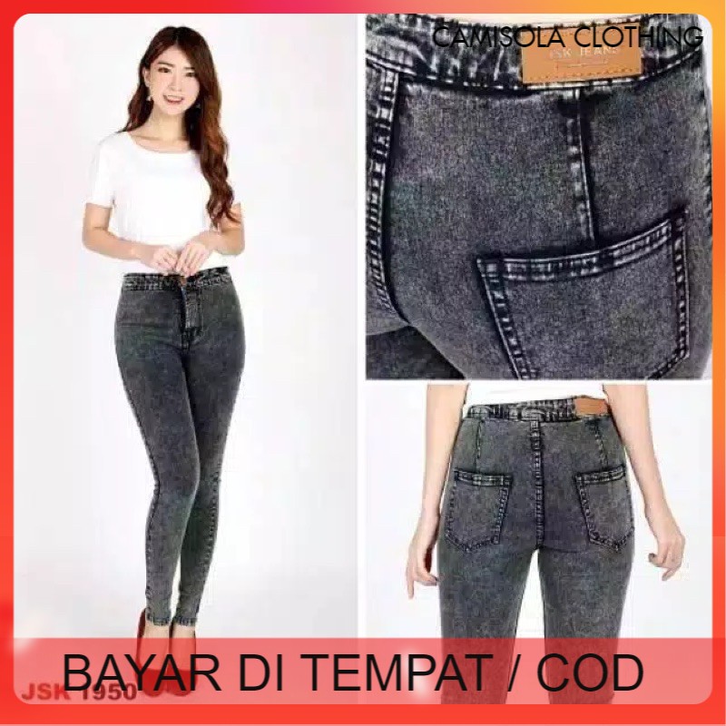 Celana jeans cewek kekinian slimfit skinny murah high waist wanita / jins wanita murah premium Carla