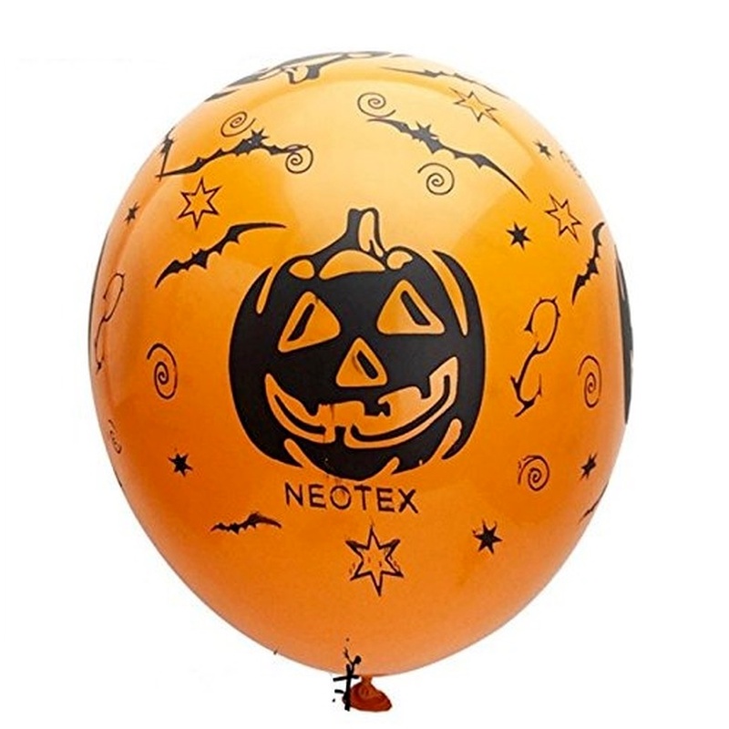 10pcs Balon Latex Tema Halloween Warna Hitam Oranye Untuk Dekorasi