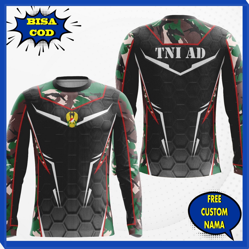 (NEW DESIGN) BAJU KAOS JERSEY LENGAN PANJANG TNI SNIPER LORENG ARMY, BAJU LORENG CUSTOM NAMA FULL PR
