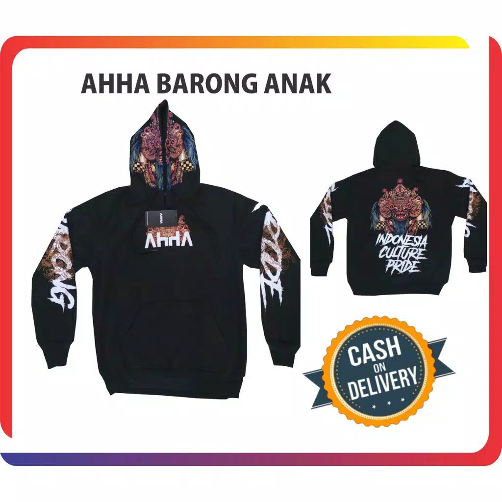 Sweater Jaket AHHA Kids / Hoodie AHHA Barong Bali Kids  Usia 6-12 Tahun