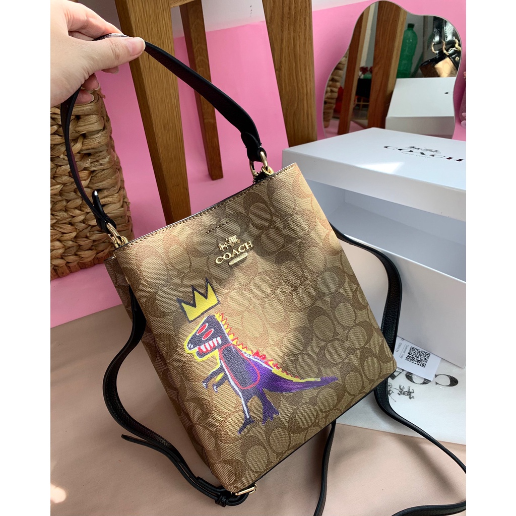 TAS SELEMPANG WANITA HC052 MOTIF DINOSAURUS DOODLE PREMIUM IMPORT