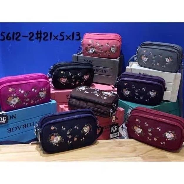 Tas Wanita Import Selempang Bobo Mini Bb5612 5612 Bordir Bunga