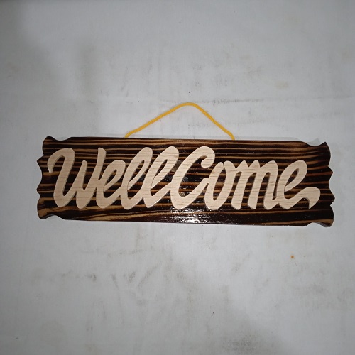 Hiasan Pintu Tulisan &quot; Well Come &quot; Hiasan Dinding Wall Decor Dari Kayu Model Lurus