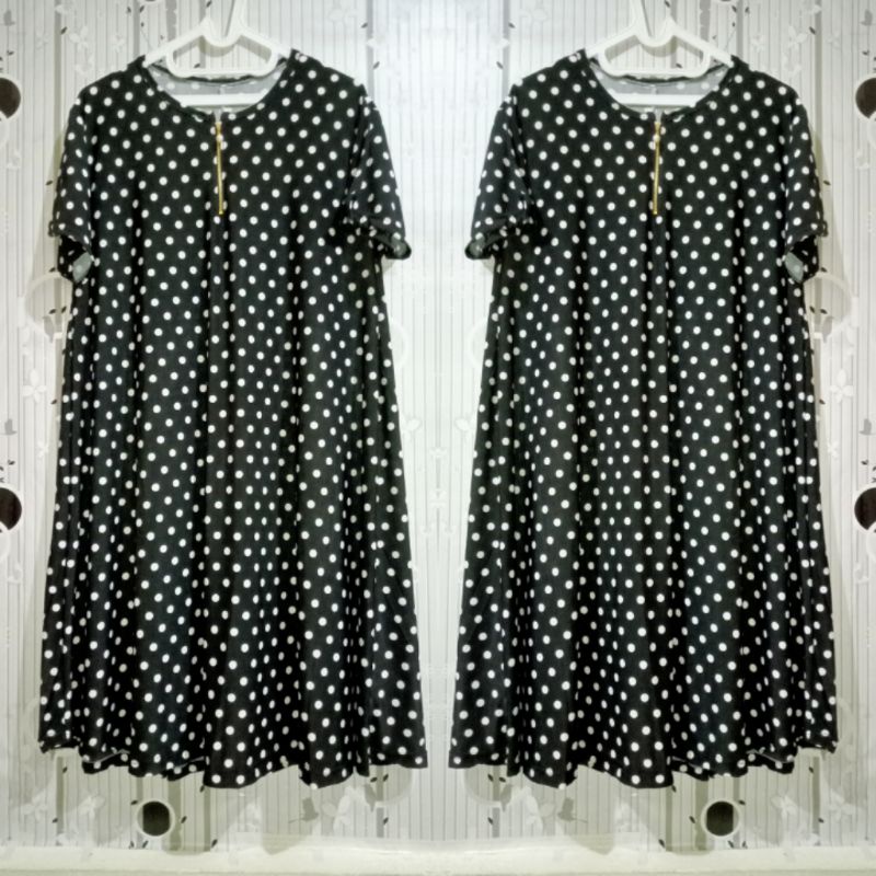 DASTER POLKA MAT  JERSEY KOREA SUPER JUMBO LD 120-160 PB 105/DRESS CANTIK KEKINIAN