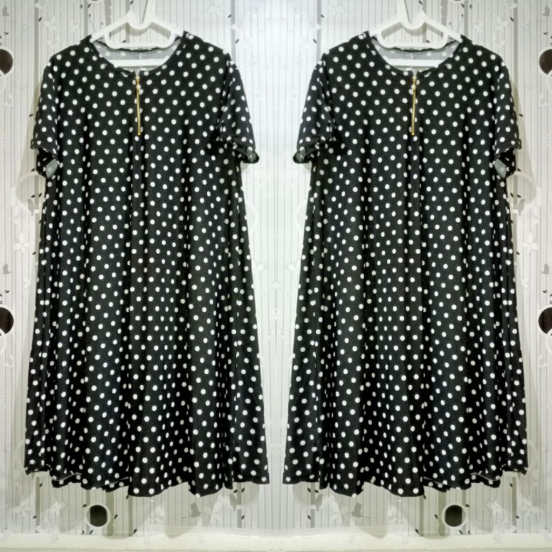 DASTER POLKA MAT  JERSEY KOREA SUPER JUMBO LD 120-160 PB 105/DRESS CANTIK KEKINIAN