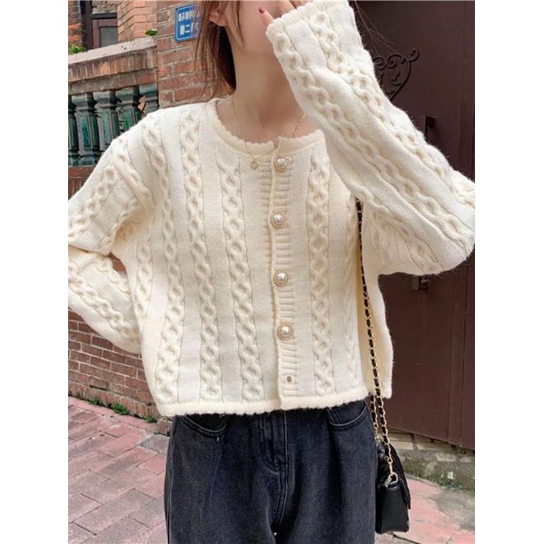 IMPORT WOMAN TEEN KNIT CROP CARDIGAN •NA BI• KARDIGAN RAJUT WANITA MUSIM DINGIN KOREAN STYLE